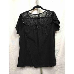 Old Navy Black Lace Yoke Short Sleeve Top Women's XL TG